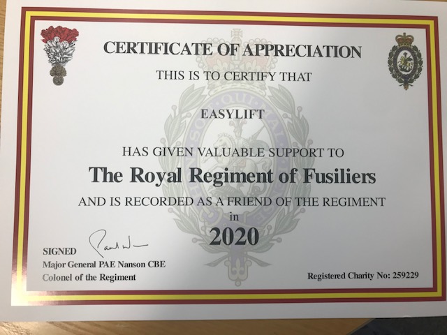Easy Lift support the Royal Regiment of Fusiliers | Easy Lift