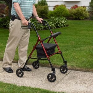 Adjustable_Seat_Height_Rollator_Red